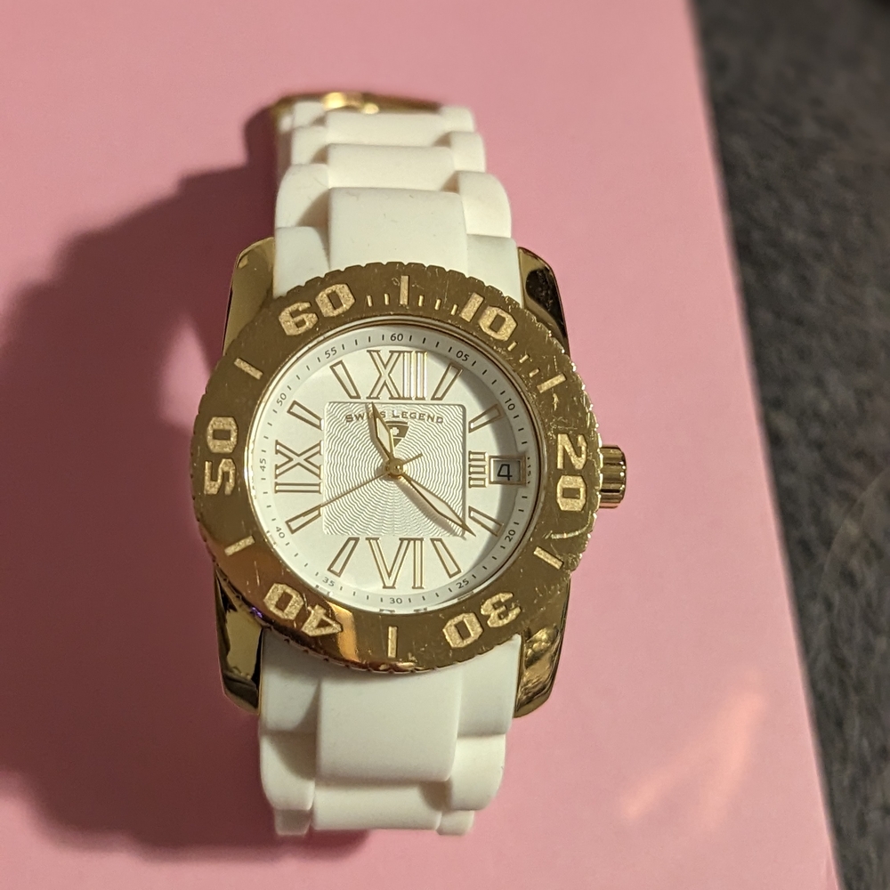 Swiss Legend Gold and White Luxury Watch